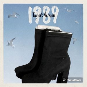 Madden Girl Orchidd Black High Block 4” Heel Faux Suede Stretch Boots 9.5M NIB